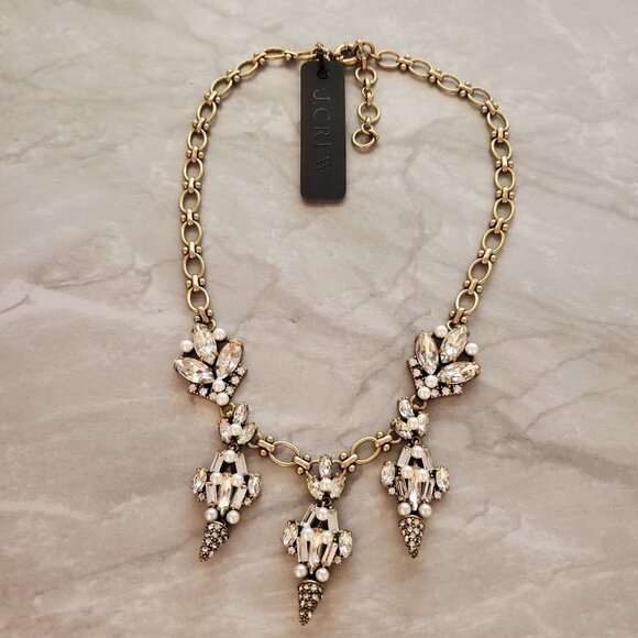 ✨ NEW J.Crew Pearl Rhinestones Crystal Cone Cluster Wedding Bridal Statement ✨ - Picture 1 of 13